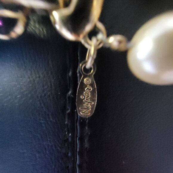 Vintage Napier Gold-Toned Faux Pearl Double Strand Necklace Bracelet Earring Set - Picture 7 of 16